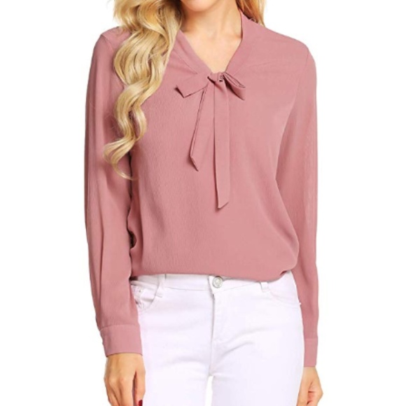 tie neck chiffon blouse